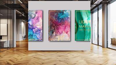 liquid marble with gold. flyer, business card, flyer, brochure, poster, for printing. trend vector Wall mural