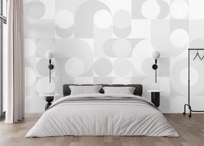 Seamless trendy white background for textiles or covers. Mosaic with gray texture of geometric shapes, template for web intro.	 Wall mural