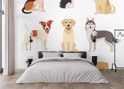 dogs collection. vector illustration of funny cartoon different breeds dogs in trendy flat style. is Wall mural