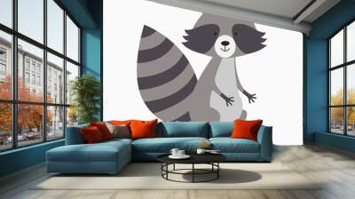 Funny raccoon isolated on white background. Wall mural