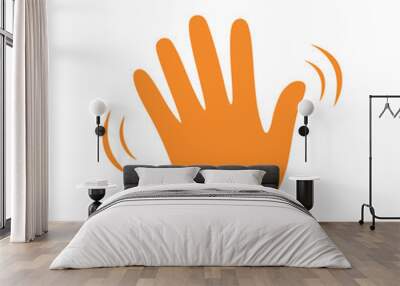 Hand wave waving hi or hello gesture flat vector icon for apps and websites. Greeting sign. Hello symbol. Wall mural