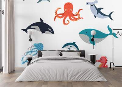 Marine Life Vector Design Illustration Wall mural