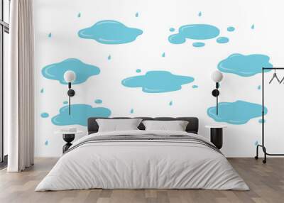 Set puddle, liquid, vector, cartoon style, isolated, illustration Wall mural