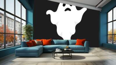 Vector illustration of white ghost. Halloween spooky monster, scary spirit or poltergeist flying in night. Wall mural