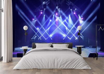 Free stage with lights, lighting devices. Wall mural