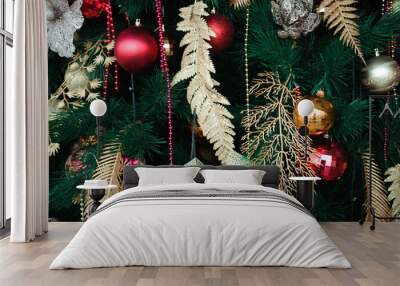 Happy New Year and Merry Christmas decoration card background/te Wall mural