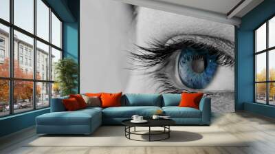 pretty lady wearing makeup for eyes Wall mural