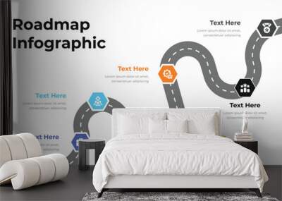 Roadmap infographic presentation layout fully editable. Wall mural