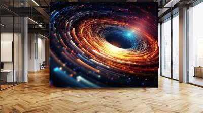 abstract fractal composition with glowing particles in empty space Wall mural