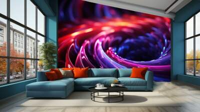 abstract fractal composition with glowing wavy shapes Wall mural