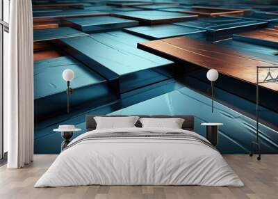 blue copper plate with visible details Wall mural