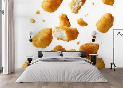 falling Chicken nuggets isolated on white background.png
 Wall mural