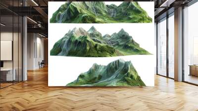 green mountains forest isolated on white background.
 Wall mural