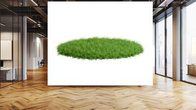 green grass realistic vector illustration. Trimmed round and square park or garden plots with soil and plants, perspective view isolated on white background Wall mural