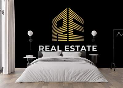 Initials Letter R E for Real Estate Logo Wall mural