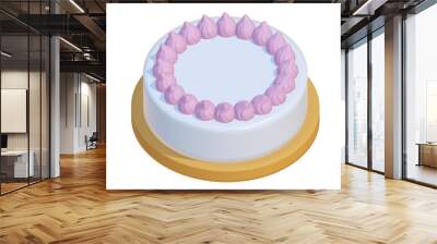 3D cake with pink cream on top. Wall mural