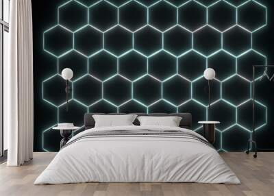 3D Futuristic hexagon abstract background. Wall mural