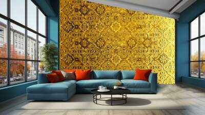 Shiny yellow gold Stained glass texture background Wall mural