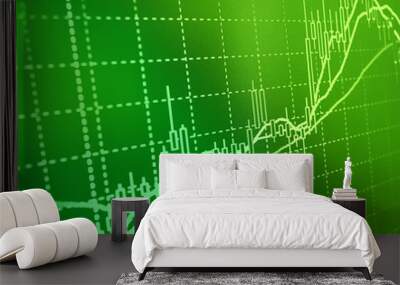 Stock exchange chart graph. Finance business background. Abstract stock market diagram candle bars trade. Wall mural