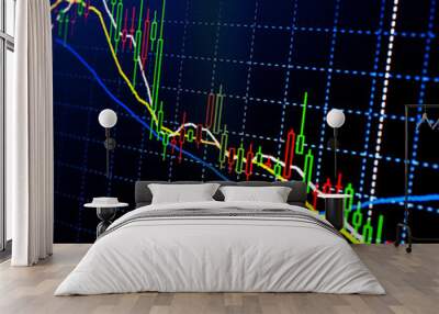 Stock finance business diagram on the screen Wall mural