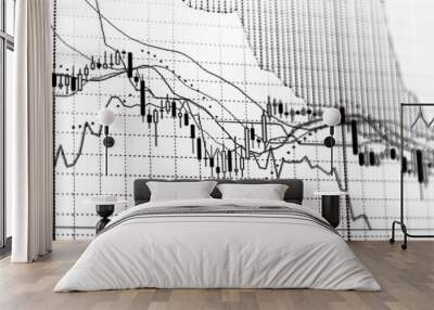 Stock market graph and bar chart price display. Background with currency bars and candles Wall mural