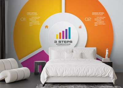 3 steps cycle chart infographics elements for data presentation. EPS 10. Wall mural