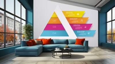 4 steps pyramid with free space for text on each level. infographics, presentations or advertising. EPS10.	 Wall mural