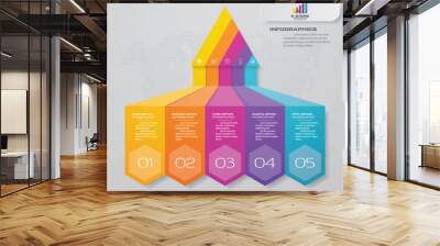 5 steps pyramid with free space for text on each level. infographics, presentations or advertising. EPS10. Wall mural