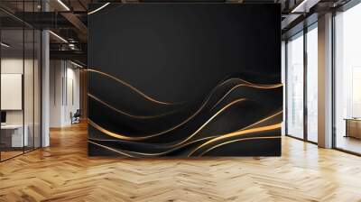 Luxurious golden background with satin drapery. 3d illustration, 3d rendering.3d Abstract Modern Business Background wallpaper background golden with black wavy lines. gold marble wave abstract backgr Wall mural