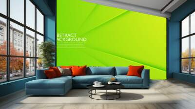 Abstract bright green background with overlap shadow pattern. Colorful green design. Simple and modern concept. Eps10 vector Wall mural