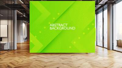 Abstract green futuristic background. Overlap template vector with overlay lines. Bright green background with trendy pattern design. Eps10 vector Wall mural