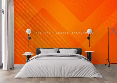 Abstract orange background with simple lines. Colorful orange design. bright and modern with shadow 3d concept. Eps10 vector Wall mural