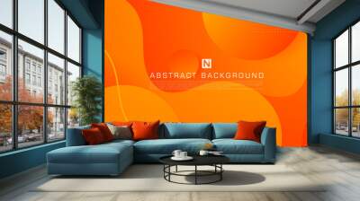 Bright orange abstract background with simple shapes and wavy lines. Fresh and colorful orange design. popular and modern with shadow 3d concept. Eps10 vector Wall mural