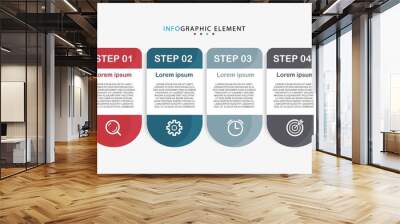 Business infographic process with classic color template design with icons and 4 options or steps. Vector illustration eps 10 Wall mural