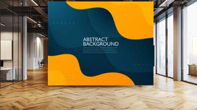 Dark blue background with orange geometric wave business banner design. Creative banner design with wave shapes and lines for template. Simple horizontal banner. Eps10 vector Wall mural