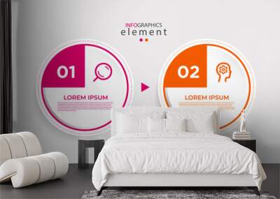 Modern business infographic template design with 2 step or options. Cool design for process diagram, presentations, workflow layout, banner, flow chart, wall information.Eps10 vector Wall mural