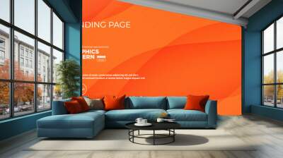 Modern wave geometric bright orange abstract background, dynamic shape composition landing page backgrounds. Eps10 vector Wall mural