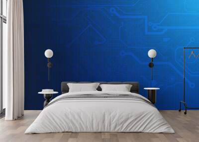 Abstract computer technology background with circuit board and blue tech background.Vector illustration Wall mural