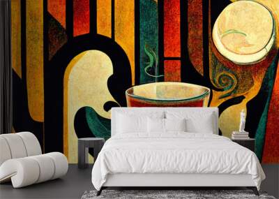 Cup of tea retro style ilustration Wall mural