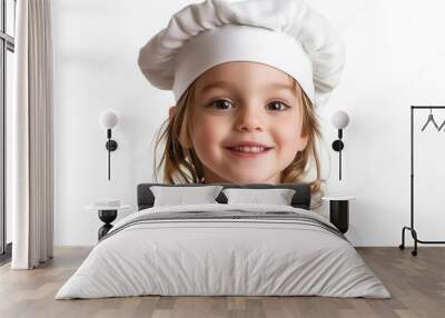 Smiling child chef, white isolate background Wall mural