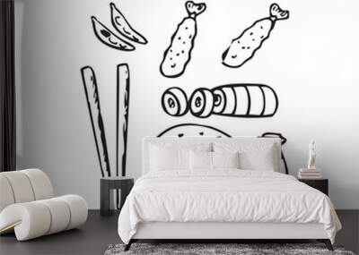 Asian street food icon Wall mural