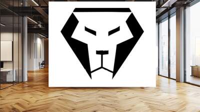 Black lion icon. Lion glyph. Lion Silhouette Wall mural