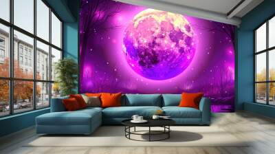 A purple moonlit night  Wall mural