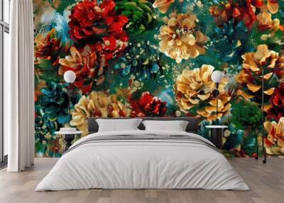 A repeating pattern of pine cones  Wall mural