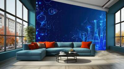 A vector illustration of science elements such as test tubes Wall mural