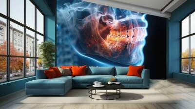 Artistic X-ray image of a human jaw Wall mural