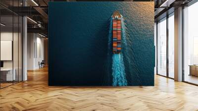 Container ship or cargo shipping business logistic import and export freight transportation by container ship in the open sea, freight ship boat. Wall mural