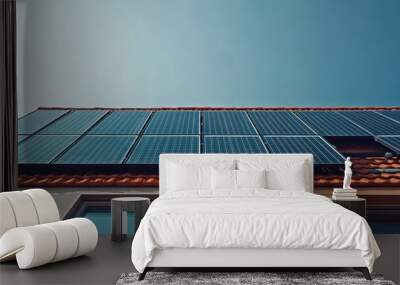 Innovative Structure with Sleek Dark Solar Panels A Modern Energy Solution Wall mural