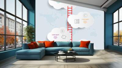 abstract vertical cloud infographics 4 steps for business and presentation Wall mural