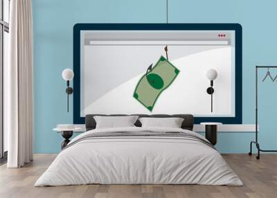 fishing hook with money on website Wall mural